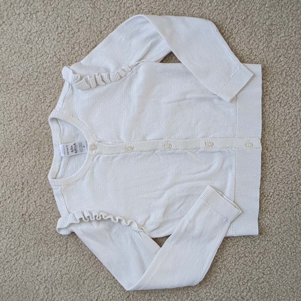 Girls Off-White Cardigan Sweater (Size 6/6X)